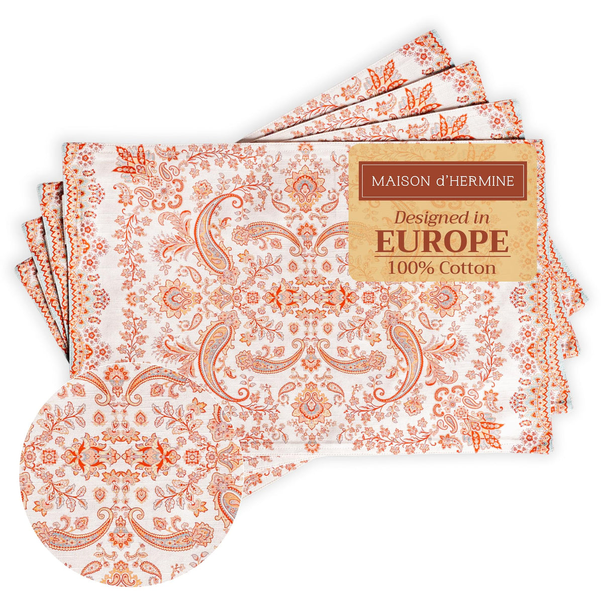 Maison d' Hermine Placemats Set of 4 Reusable 100% Cotton (13"x19")