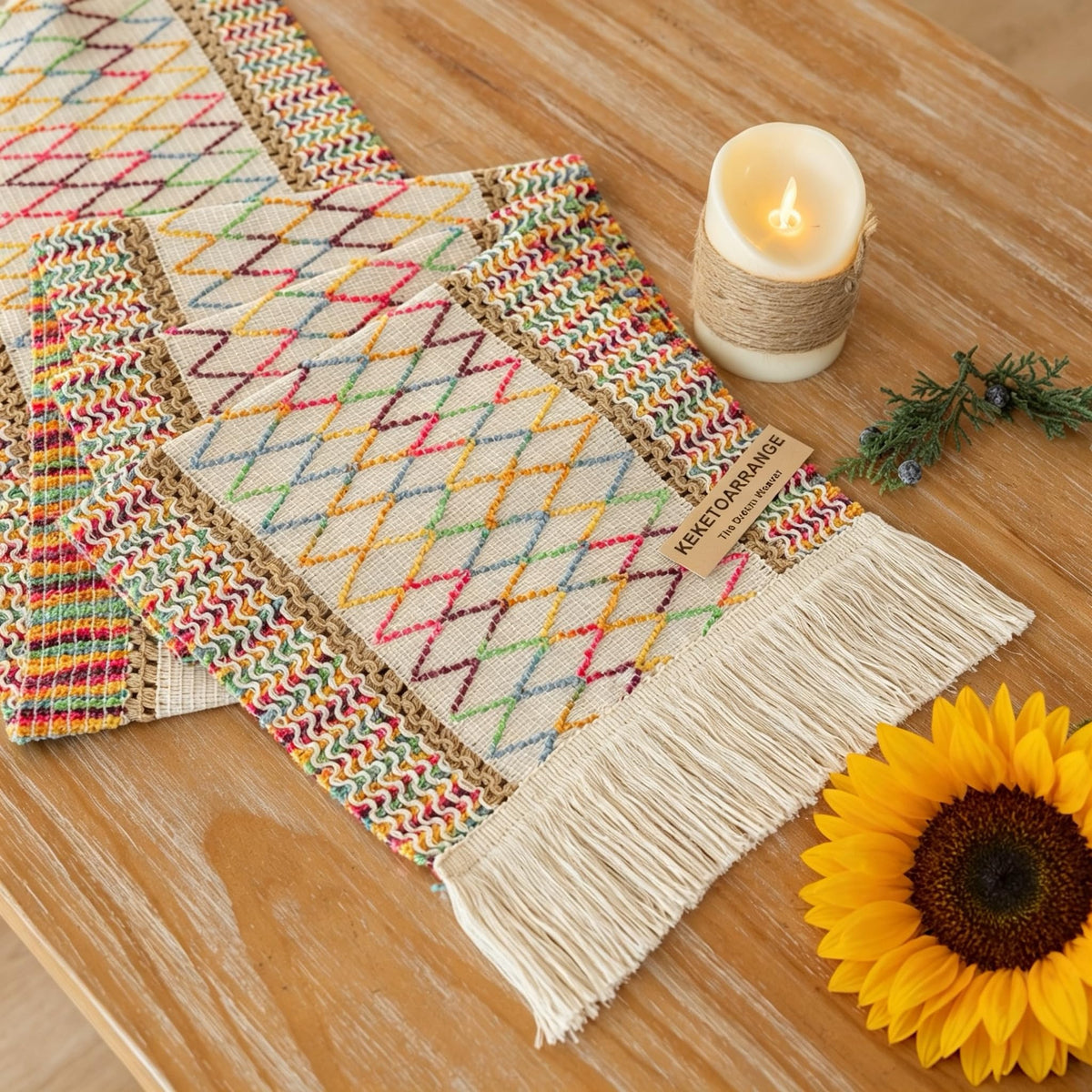 Keketoarrange Boho Macrame Table Runner 12x72 Inch