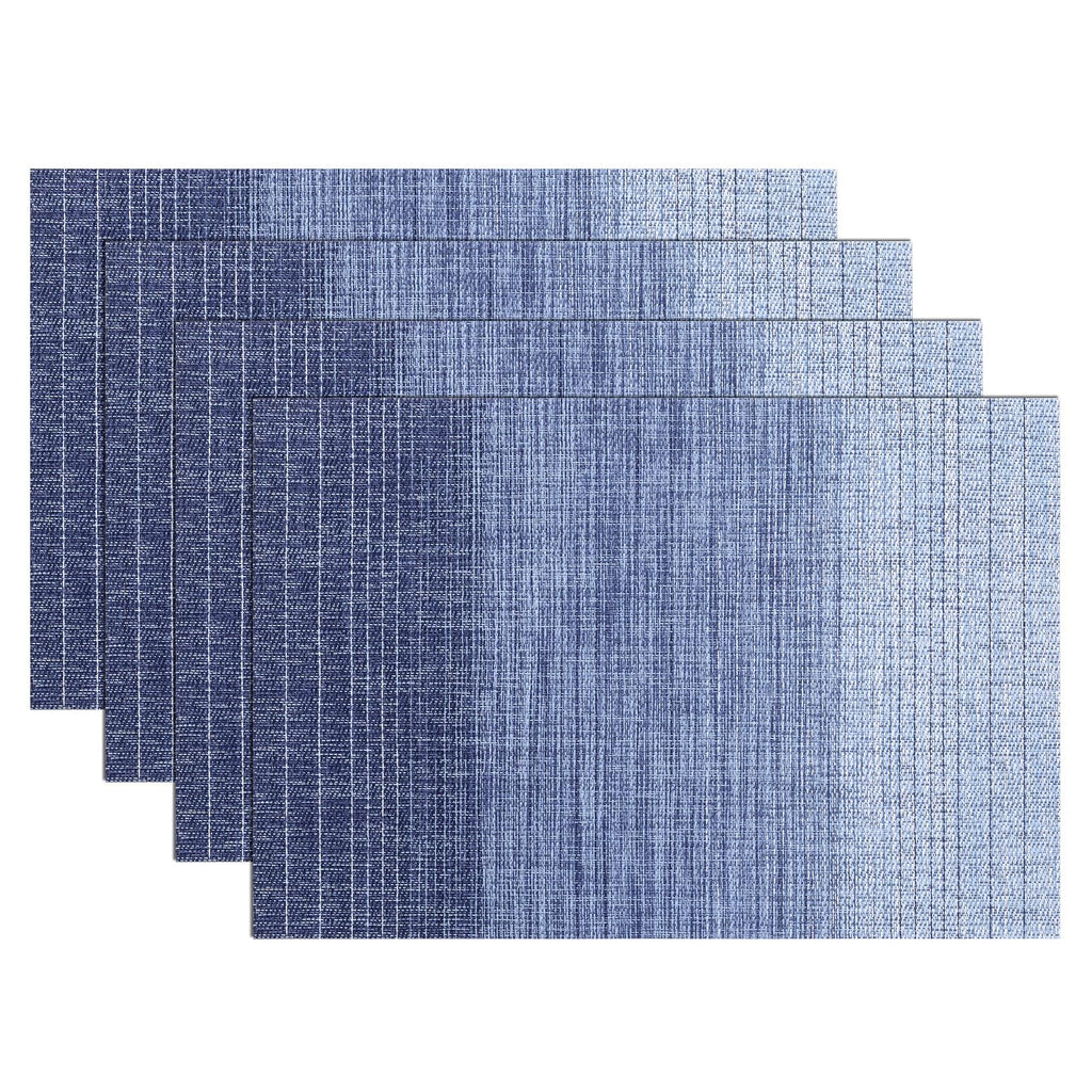 SHACOS Teal Blue Woven Placemats Set of 6 Place Mats for Dining Table