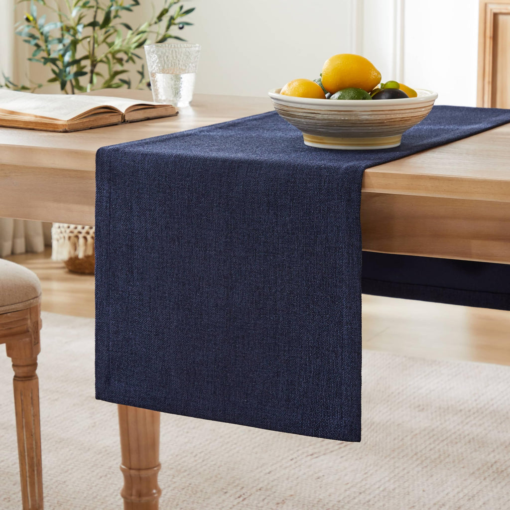 ZeeMart Burlap Style Farmhouse Table Runner, 14x90 Inches Warm Beige/Brown