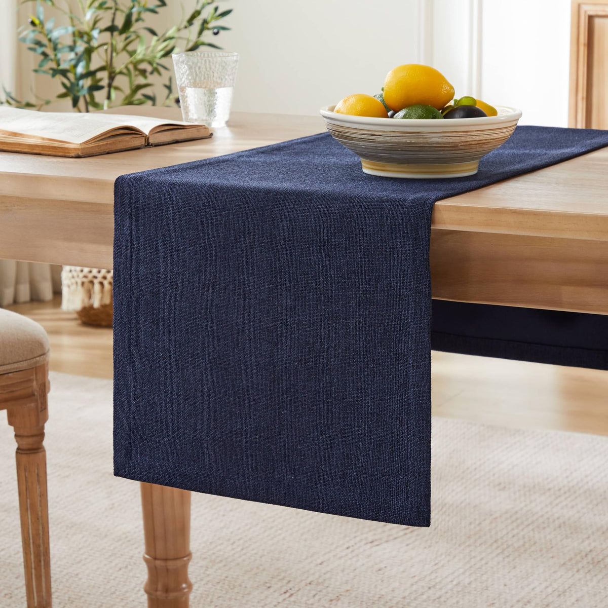 ZeeMart Burlap Style Farmhouse Table Runner, 14x90 Inches Warm Beige/Brown