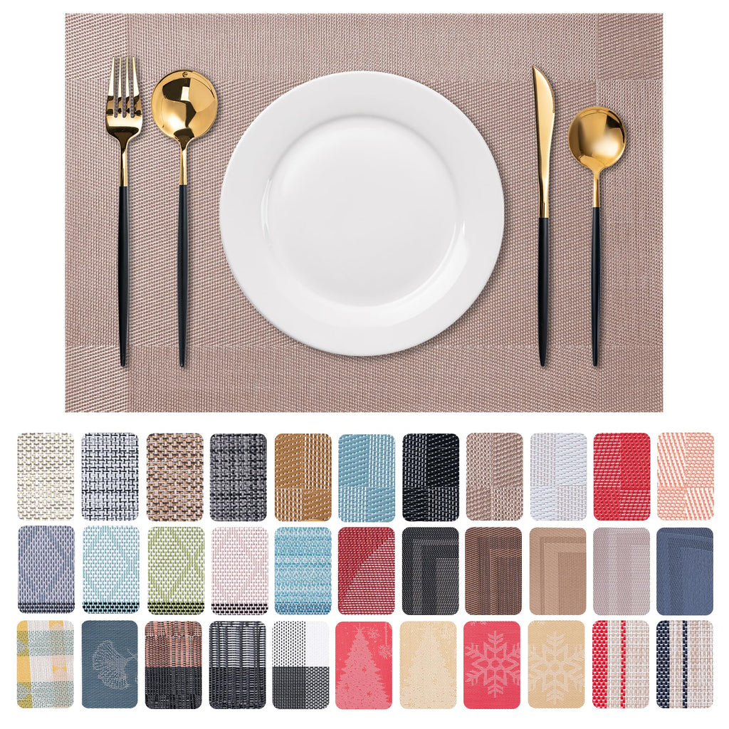 Placemats Set of 4 Washable Indoor(Beige)