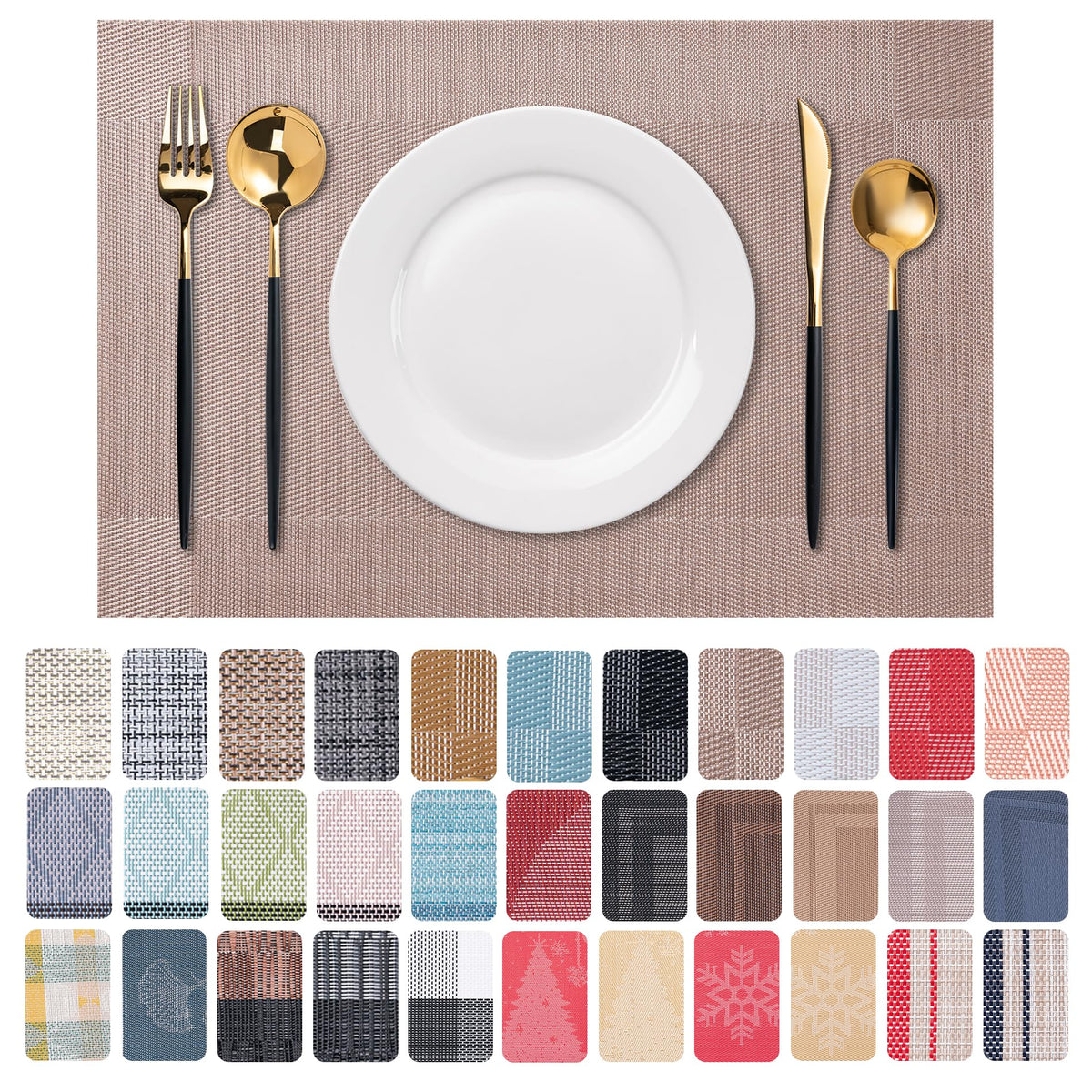 Placemats Set of 4 Washable Indoor(Beige)