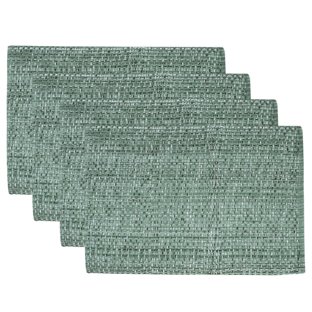 Sweet Home Collection 100% Cotton Placemats for Dining Room Rectangle Two Tone Woven Fabric 13" x 19" Soft Durable Table Mat Set, Set of 4, Eggshell