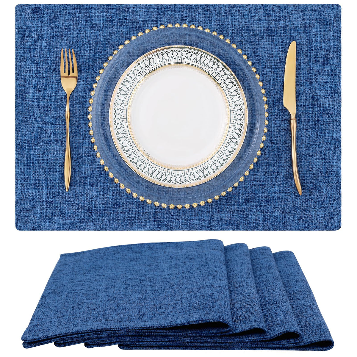 homing Faux Cotton Linen Placemats Set of 6, Cloth Dining Table Mats