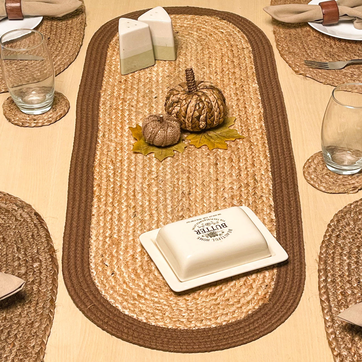 Chardin Home Set of 4 Jute Braided Oval Placemats – 13x19 Inch Rustic Natural Jute Table Mats | Handwoven Boho Farmhouse Style | Eco-Friendly Artisan Dining Decor