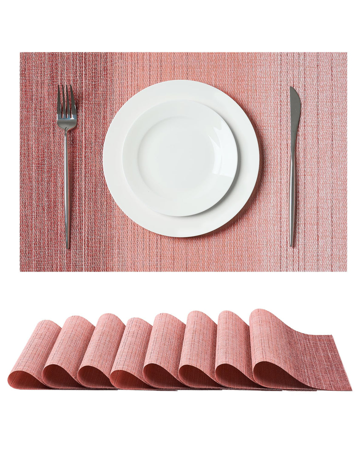 Leetaltree Beige Placemats Set of 4 - Heat-Resistant, Non-Slip Table Mats, Washable Woven Vinyl for Indoor & Outdoor Dining
