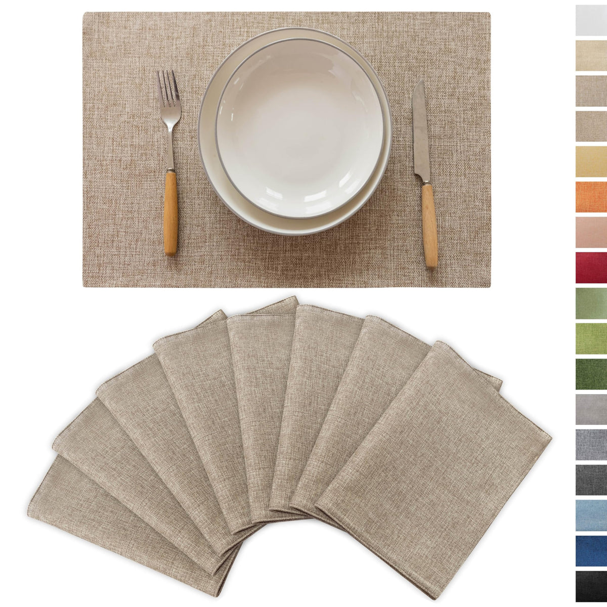 Demetex Cloth Placemats Green Set of 4 Vintage Textured Linen Place Mats Heat Resistant Plate Placemat for Kitchen Dinning Table, Green