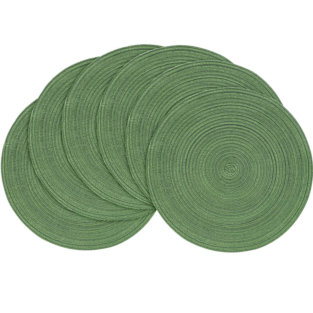 Floroom 15 Inch Round Braided Placemats Set of 4, Washable Heat Resistant Cotton Polyester Circle Place Mats for Kitchen Dining Table - Black