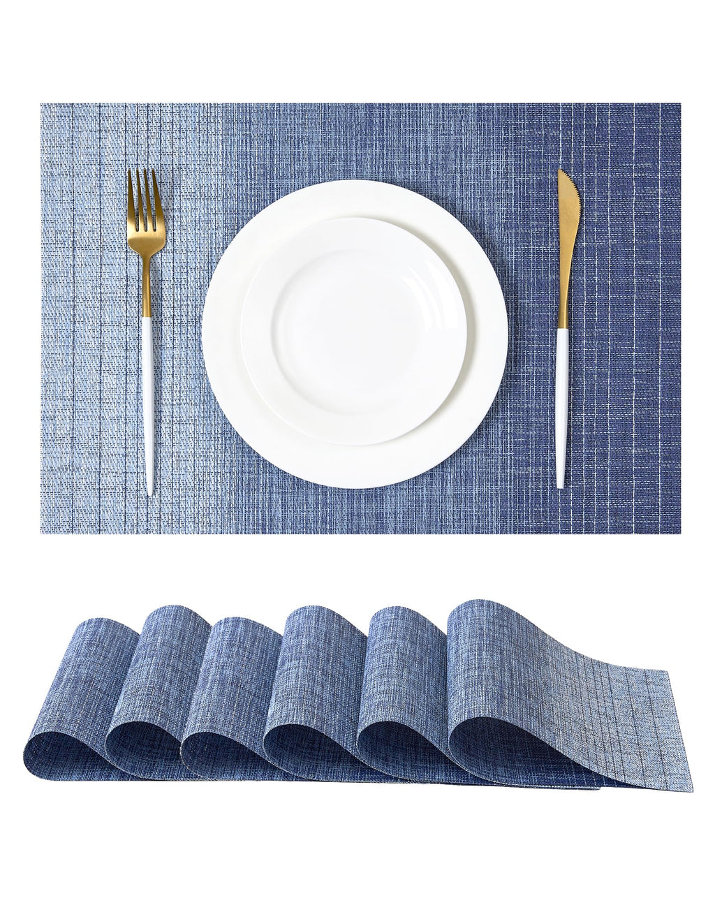 Leetaltree Bean Green Woven Placemats Set of 8 - Heat Resistant Non-Slip Place Mats for Dining Table, Washable Durable PVC Table Mats(Bean Green, 8)