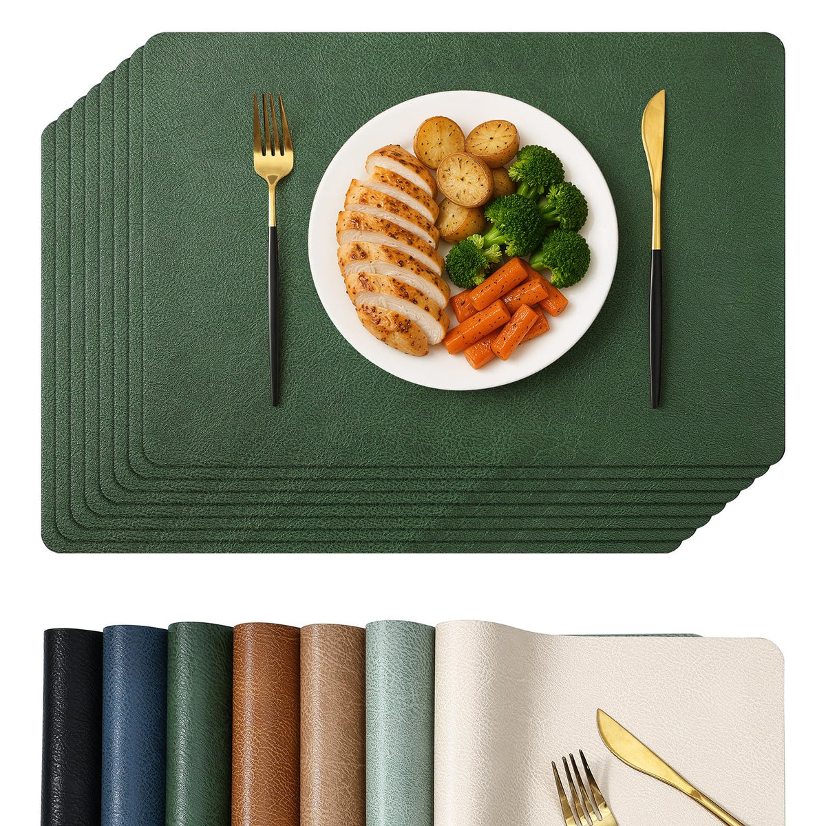 Homaxy Vinyl Heat Resistant Placemats Set of 6, Reddish Brown