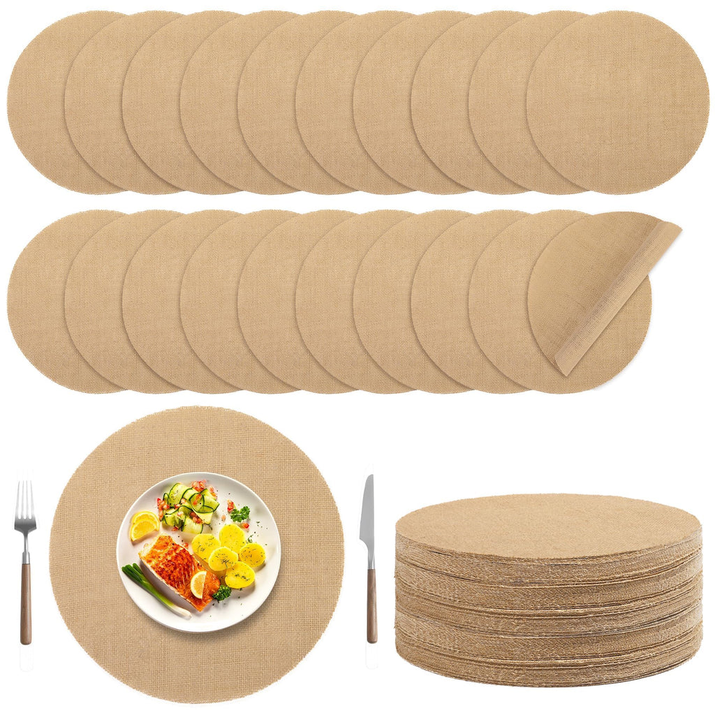 Kochorie 50 Pieces Burlap Placemats 11.8 Inch Round
