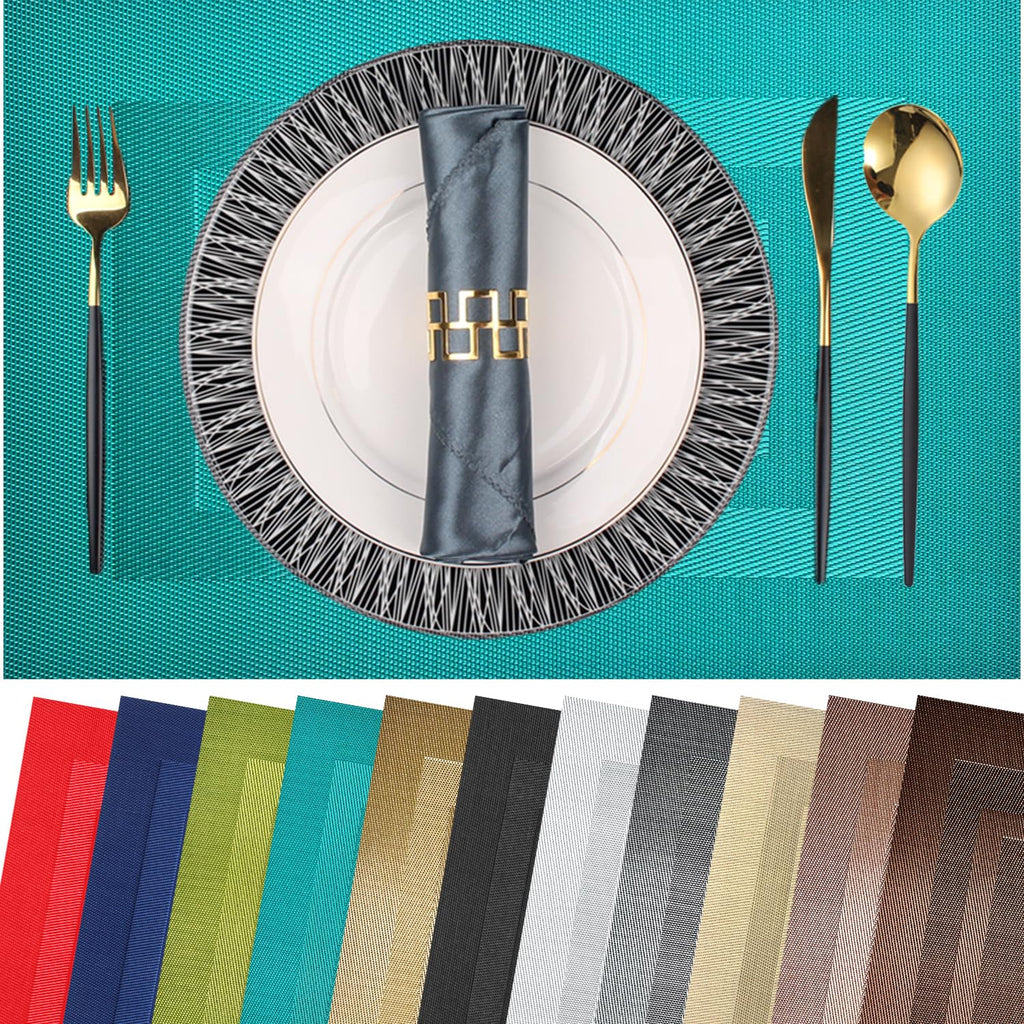 PIGCHCY Placemats,Durable Placemats for Dining Table,Washable Woven Vinyl Kitchen Placemats Set of 4 (Brown)