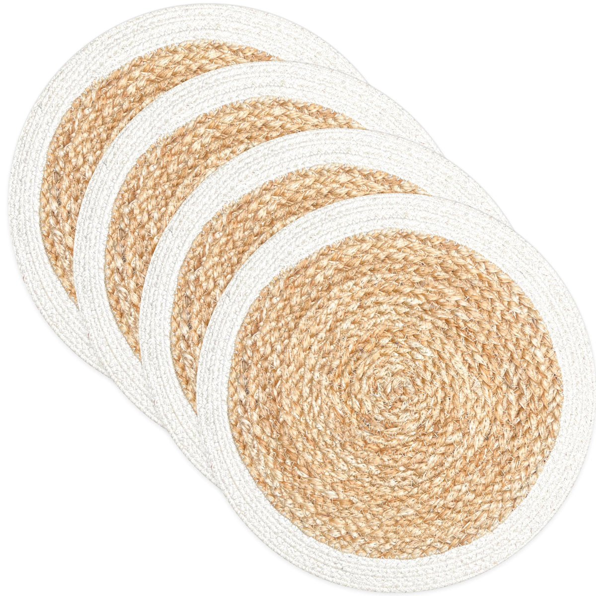 Chardin Home Set of 4 Jute Braided Oval Placemats – 13x19 Inch Rustic Natural Jute Table Mats | Handwoven Boho Farmhouse Style | Eco-Friendly Artisan Dining Decor