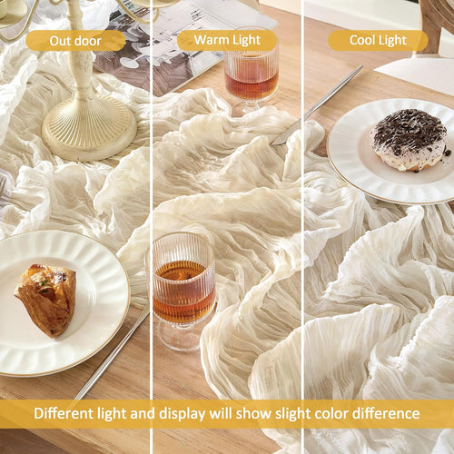 6 Pack Beige Cheese Cloth Table Runner Boho Rustic Gauze 120 Inch