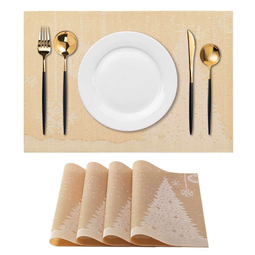 Placemats Set of 4 Washable Indoor(Beige)