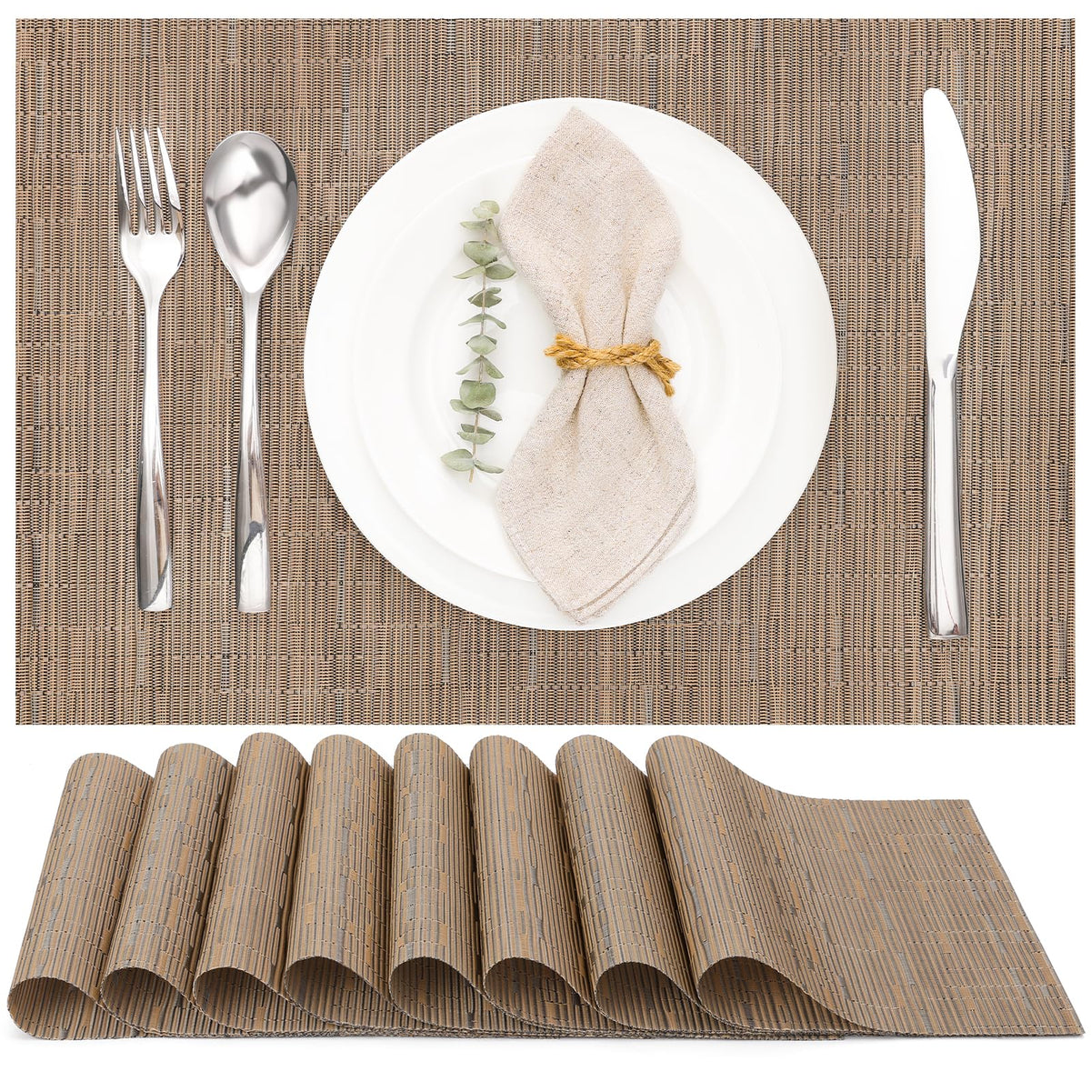 Myir JUN Orange Placemats Set of 8 for Dining Table Thanksgiving Placemats
