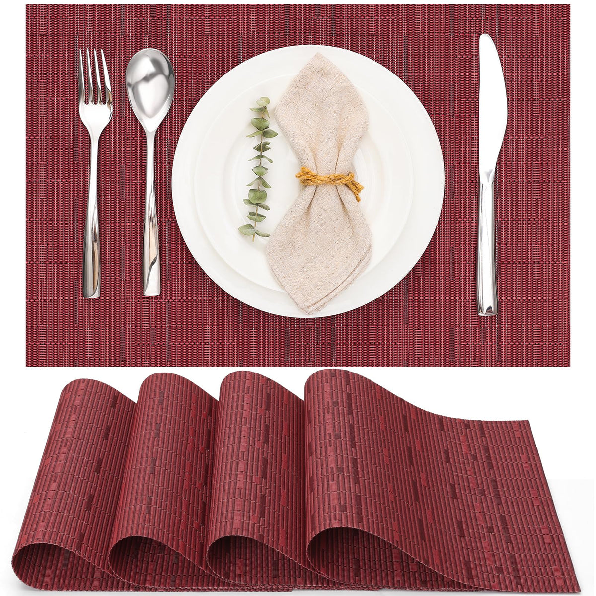 Myir JUN Orange Placemats Set of 8 for Dining Table Thanksgiving Placemats