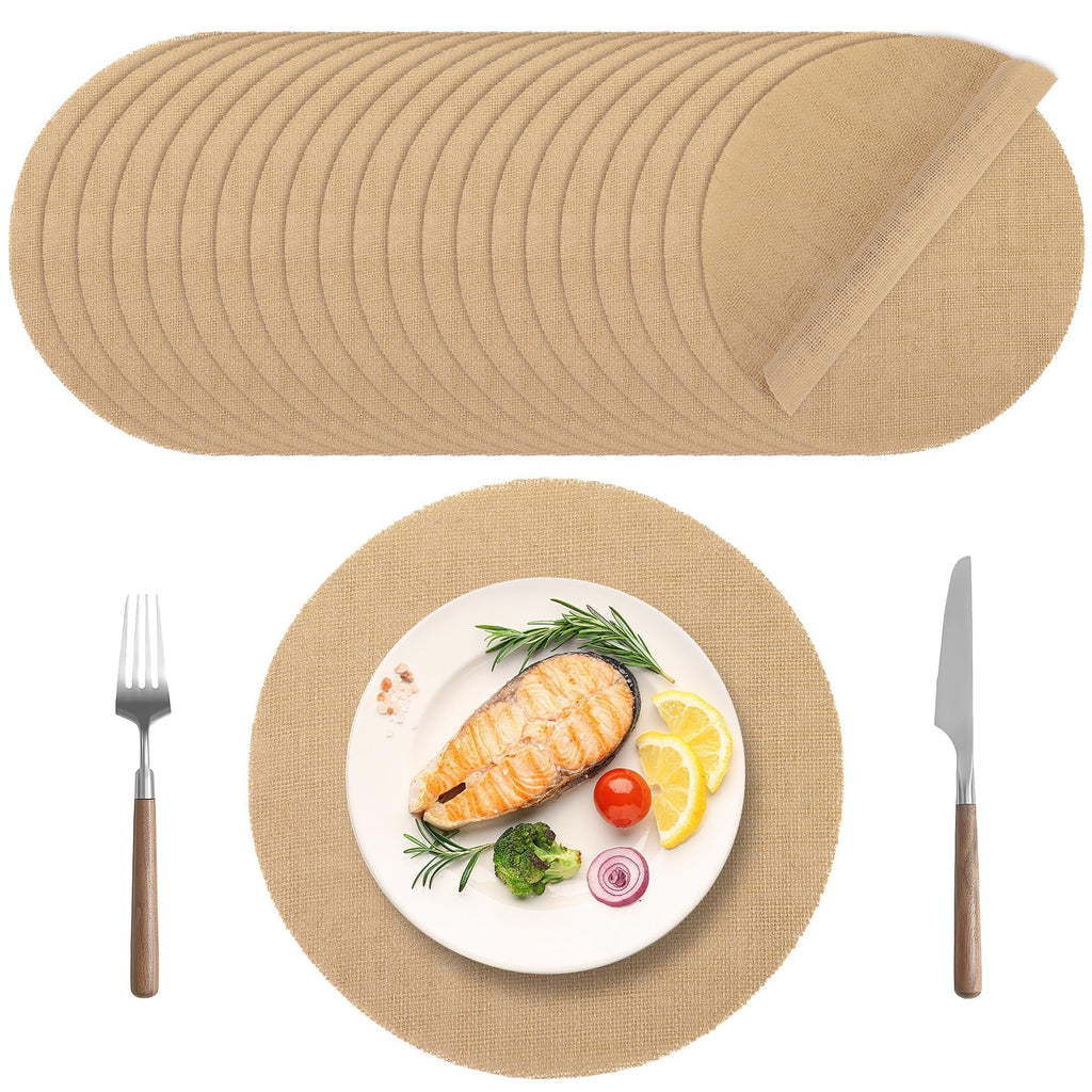 Kochorie 50 Pieces Burlap Placemats 11.8 Inch Round