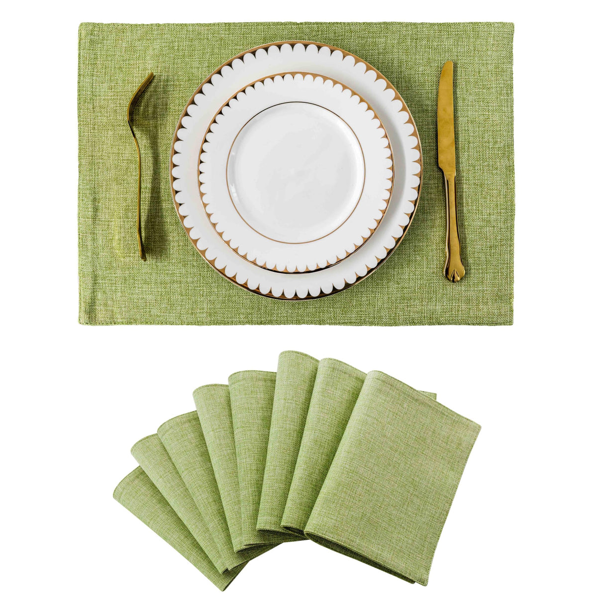 Home Brilliant Linen Placemats Set of 4 Heat Resistant Dining Table Cloth Place Mats Kitchen Table Mats Placemats Table Decor, Natural Linen