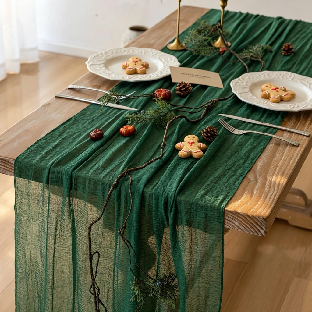 Sage Green Cheesecloth Table Runner 120 Inches Fall Party Home Decorations
