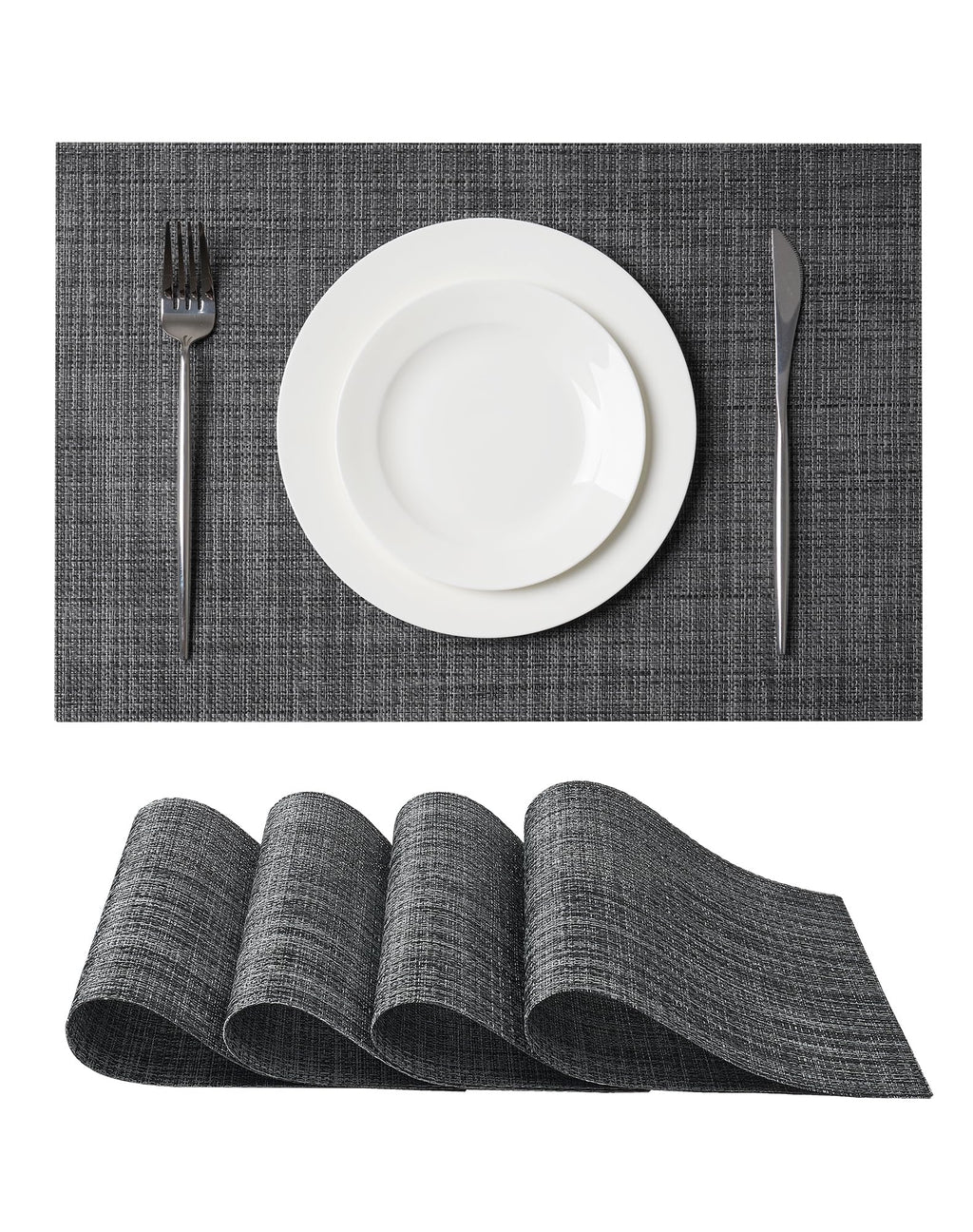 Leetaltree Light Brown Placemats Set of 8 - Heat Resistant Woven Vinyl