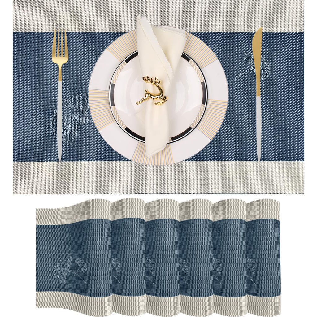 PIGCHCY Placemats,Durable Placemats for Dining Table,Washable Woven Vinyl Kitchen Placemats Set of 4 (Brown)