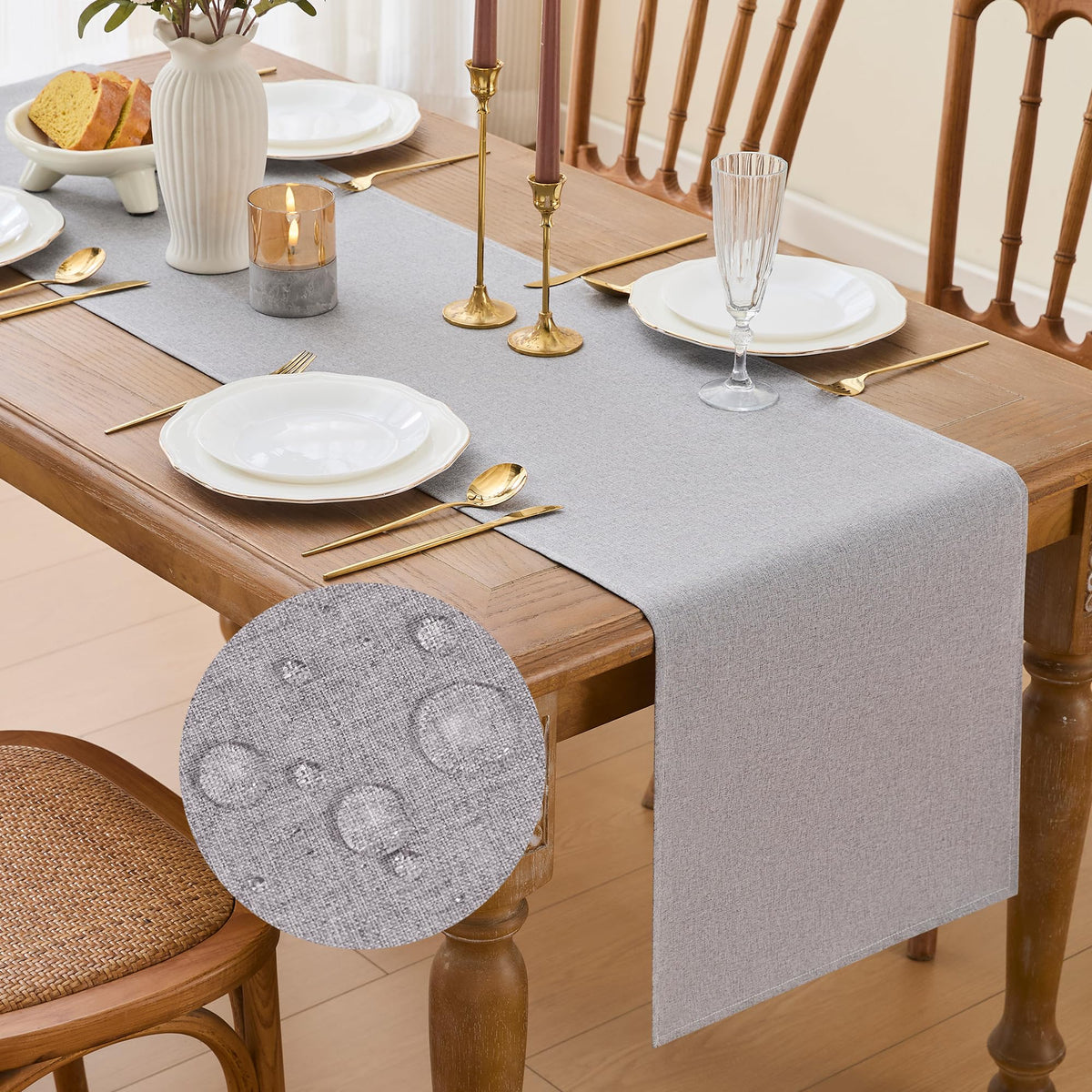 YATOJUZI Cream Table Runner Seasonal Kitchen Dining Coffee Table Decorations Beige Neutral Waterproof Farmhouse Table Runners Rustic Wedding Birthday Party Home Decor 16x71Inch