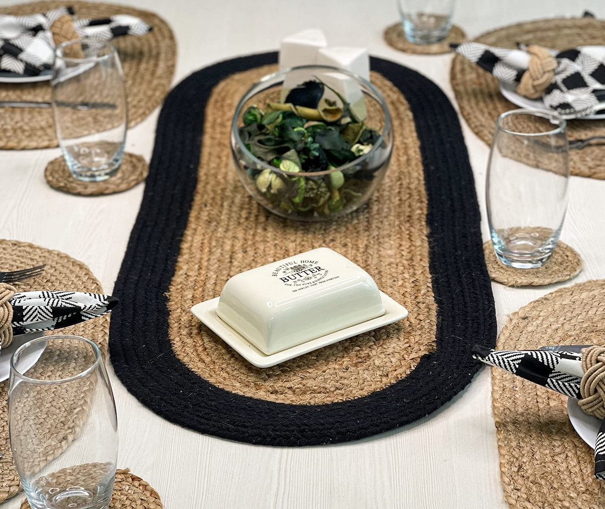 Chardin Home Set of 4 Jute Braided Oval Placemats – 13x19 Inch Rustic Natural Jute Table Mats | Handwoven Boho Farmhouse Style | Eco-Friendly Artisan Dining Decor