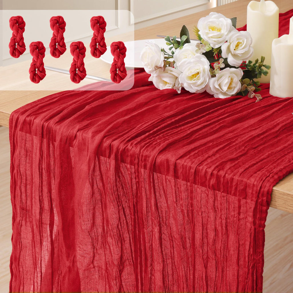 12 Pack Cheesecloth Table Runner, Runner Gauze Boho Wedding Decor Romantic Table Runner for Wedding Birthday Party(35" x 118") (Terracotta)