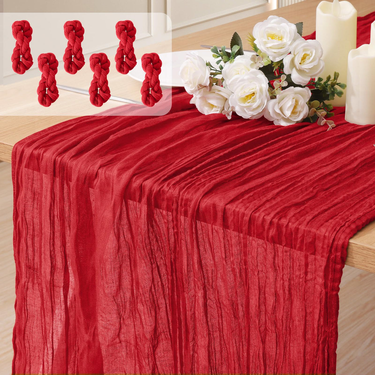 12 Pack Cheesecloth Table Runner, Runner Gauze Boho Wedding Decor Romantic Table Runner for Wedding Birthday Party(35" x 118") (Terracotta)