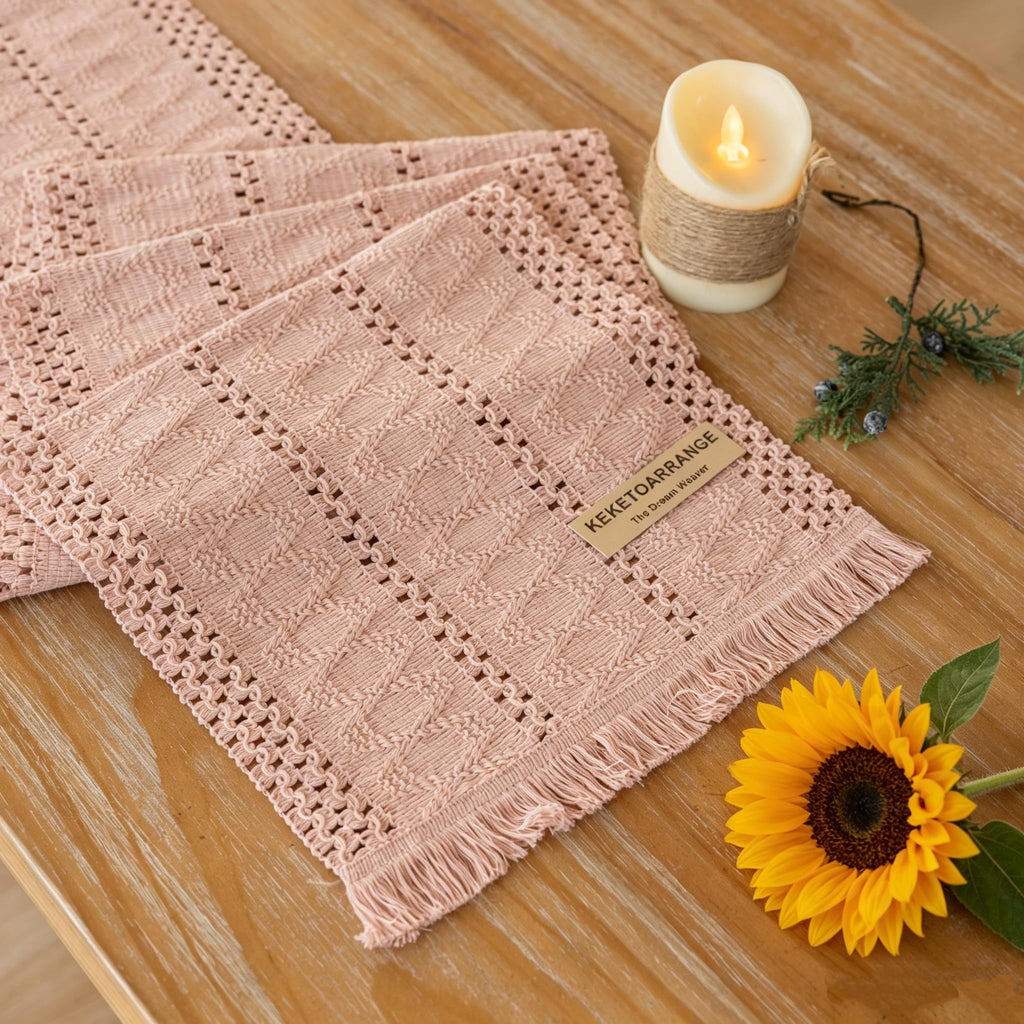 Keketoarrange Boho Macrame Table Runner 12x72 Inch