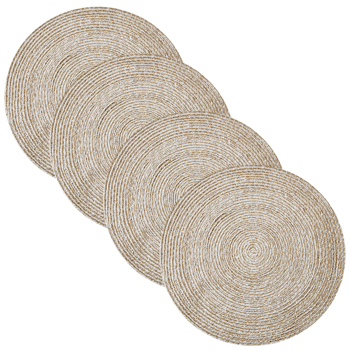 Sweet Home Collection 100% Cotton Placemats for Dining Room Rectangle Two Tone Woven Fabric 13" x 19" Soft Durable Table Mat Set, Set of 4, Eggshell