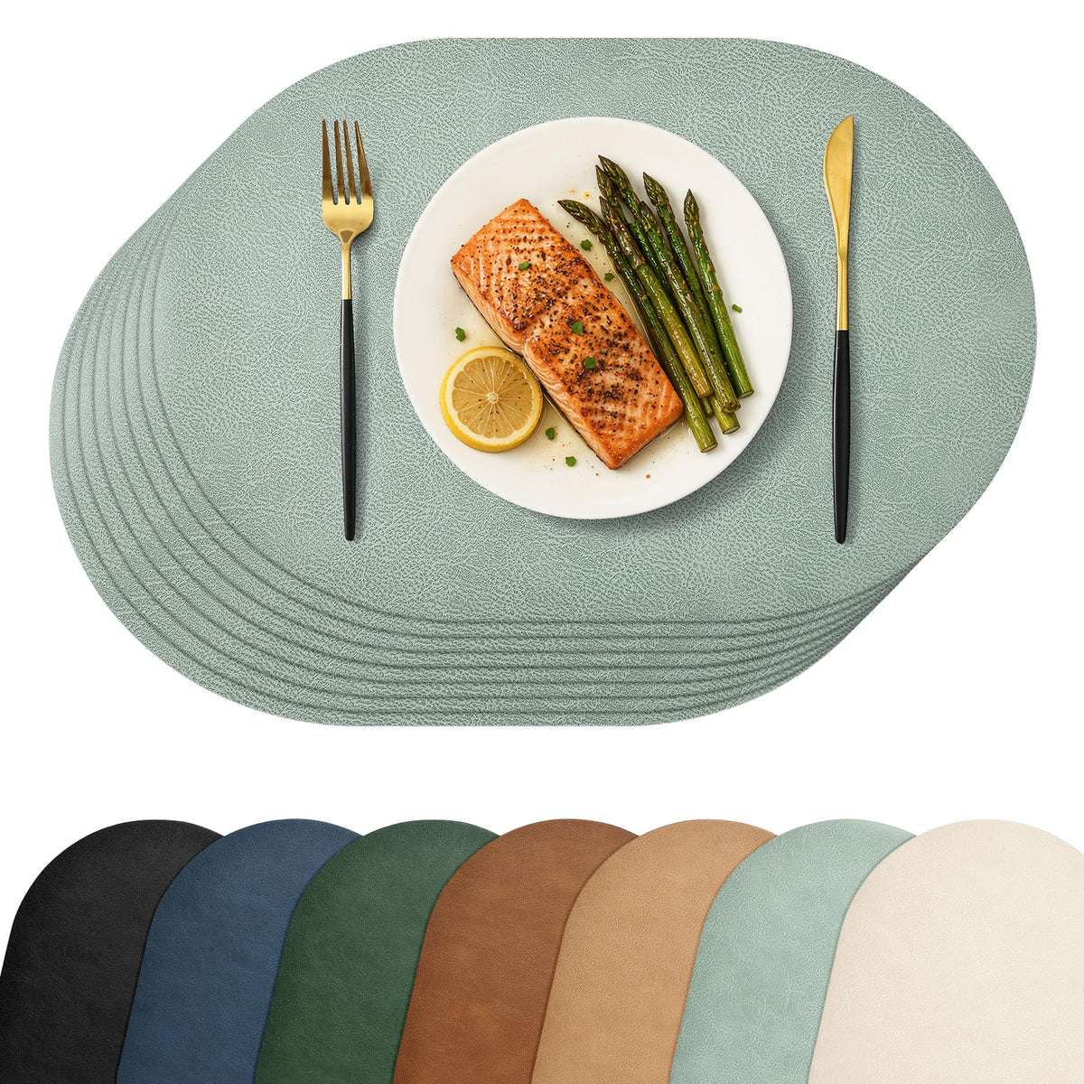 Homaxy Oval Heat Resistant Placemats Set of 6, Reddish Brown