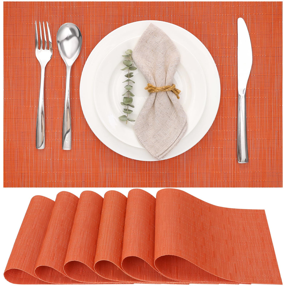 Myir JUN Orange Placemats Set of 8 for Dining Table Thanksgiving Placemats
