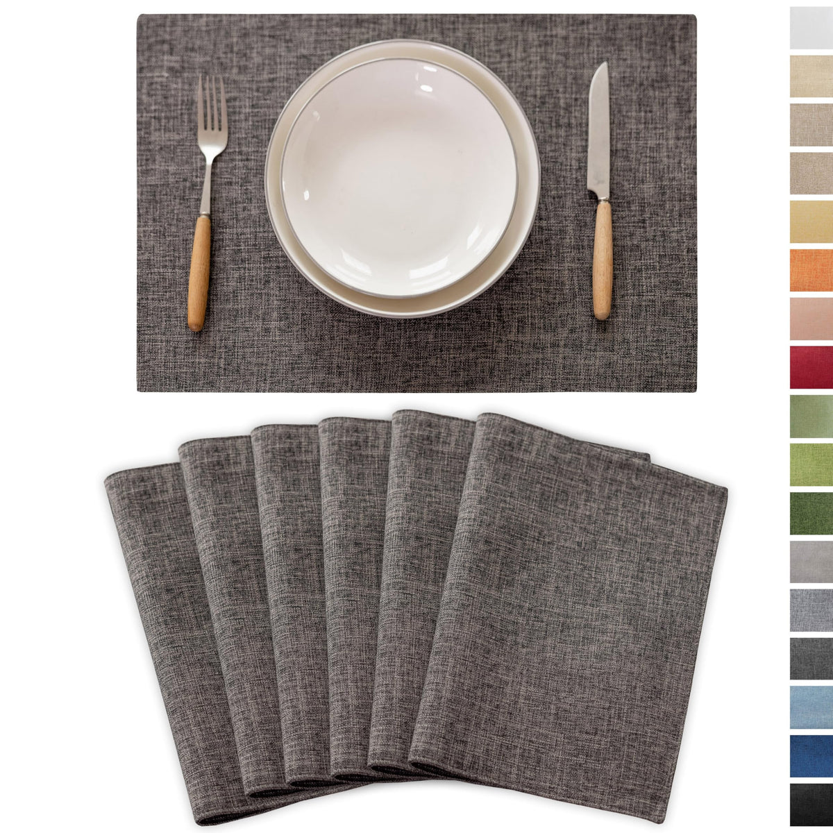 Demetex Cloth Placemats Green Set of 4 Vintage Textured Linen Place Mats Heat Resistant Plate Placemat for Kitchen Dinning Table, Green