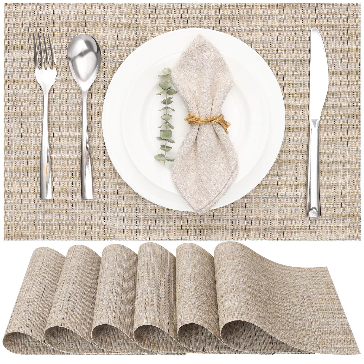 Myir JUN Orange Placemats Set of 8 for Dining Table Thanksgiving Placemats