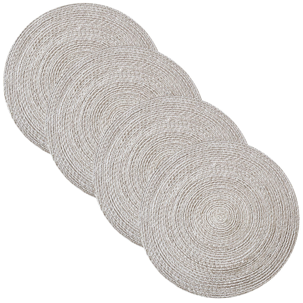 Sweet Home Collection 100% Cotton Placemats for Dining Room Rectangle Two Tone Woven Fabric 13" x 19" Soft Durable Table Mat Set, Set of 4, Eggshell