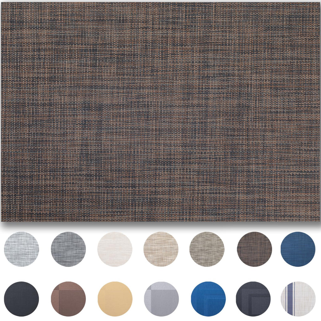 Placemats Set of 4 - Easy Clean Woven Vinyl Placemats for Dining Table, Indoor/Outdoor Place Mats, Washable PVC Table Mats（Caramel）