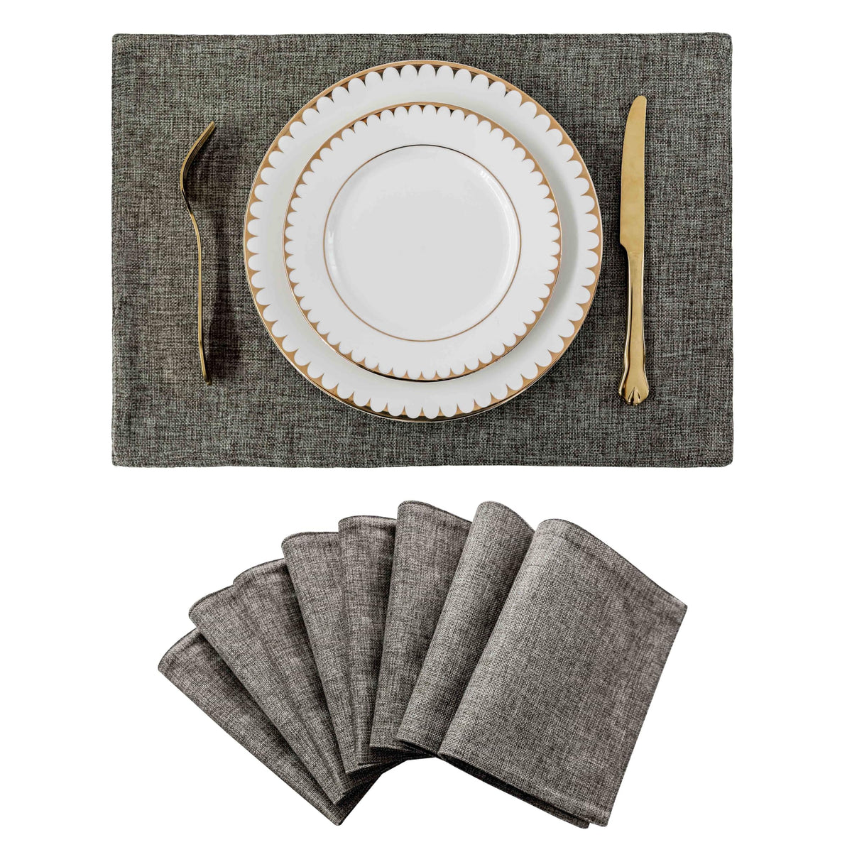 Home Brilliant Linen Placemats Set of 4 Heat Resistant Dining Table Cloth Place Mats Kitchen Table Mats Placemats Table Decor, Natural Linen