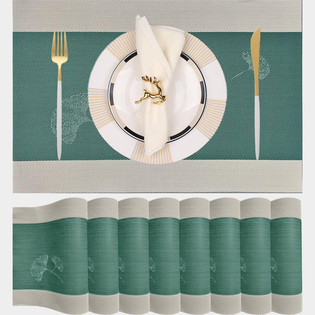 PIGCHCY Placemats,Durable Placemats for Dining Table,Washable Woven Vinyl Kitchen Placemats Set of 4 (Brown)
