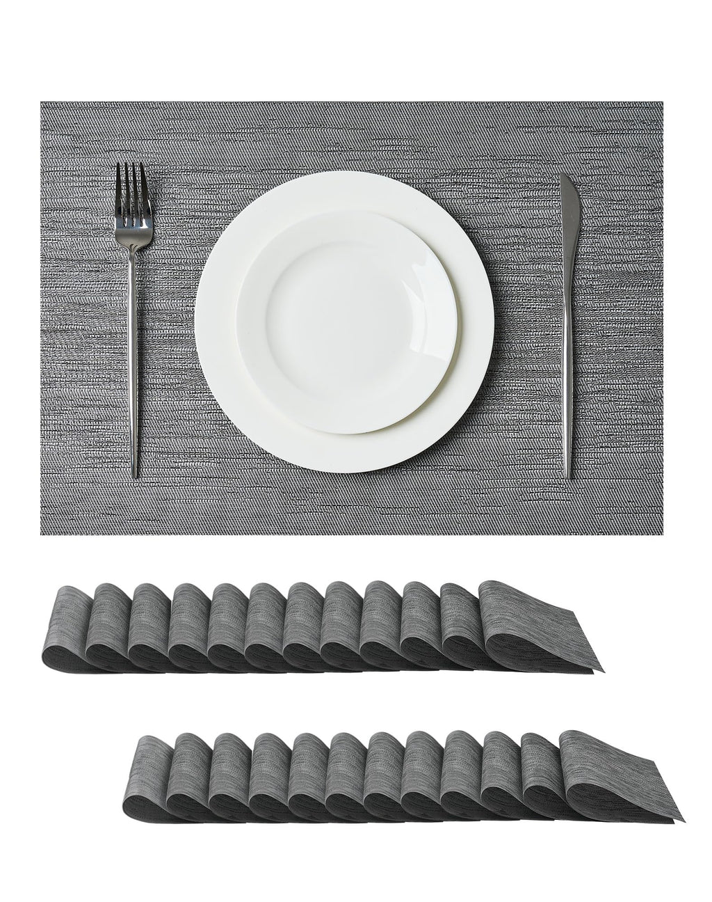 Leetaltree Beige Placemats Set of 4 - Heat-Resistant, Non-Slip Table Mats, Washable Woven Vinyl for Indoor & Outdoor Dining