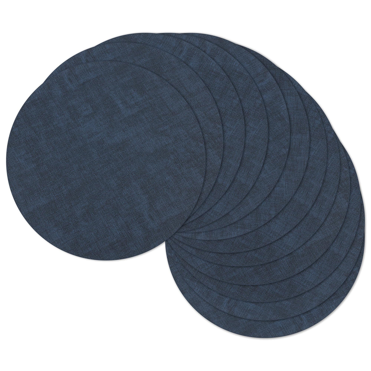 13" Round Placemats Set of 6, Reversible Faux Leather Wipeable Table Mats