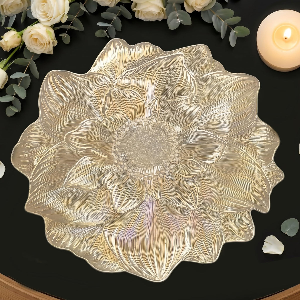 FAVE Gold Vinyl Placemats Set of 6, Washable Leaf Patterned Table Mats