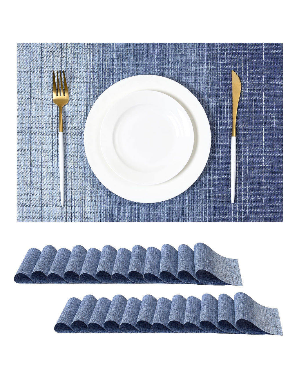 Leetaltree Light Brown Placemats Set of 8 - Heat Resistant Woven Vinyl
