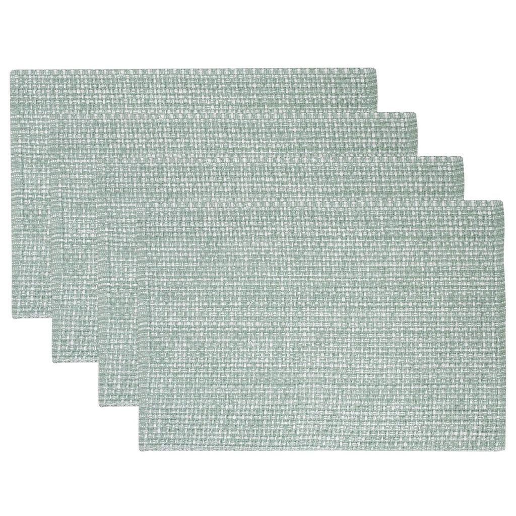 Sweet Home Collection 100% Cotton Placemats for Dining Room Rectangle Two Tone Woven Fabric 13" x 19" Soft Durable Table Mat Set, Set of 4, Eggshell
