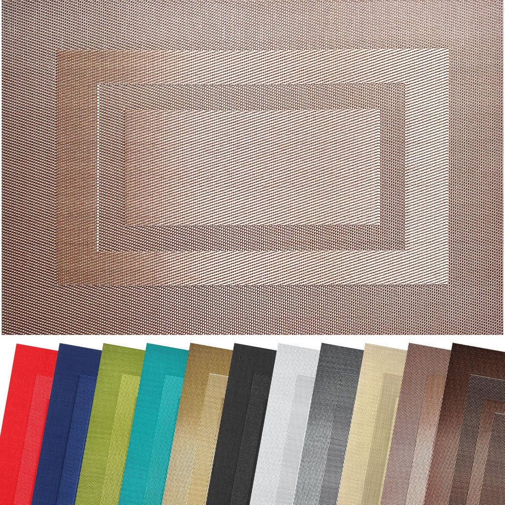 PIGCHCY Placemats,Durable Placemats for Dining Table,Washable Woven Vinyl Kitchen Placemats Set of 4 (Brown)