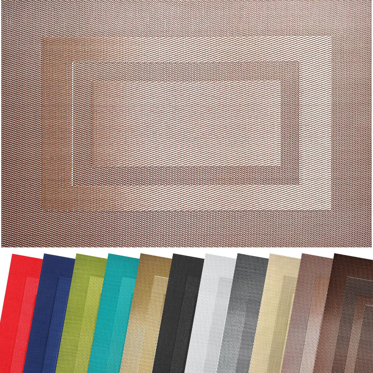 PIGCHCY Placemats,Durable Placemats for Dining Table,Washable Woven Vinyl Kitchen Placemats Set of 4 (Brown)