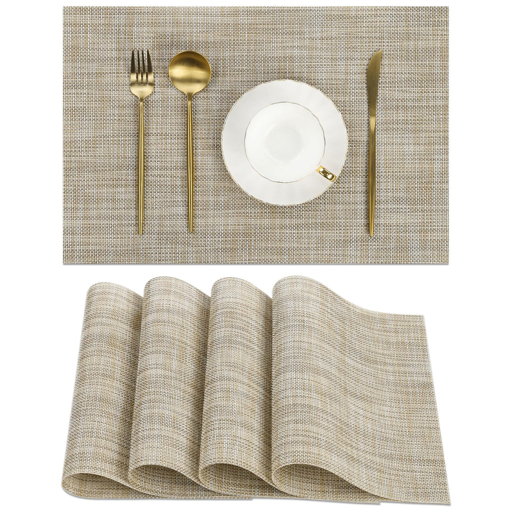 SHACOS Teal Blue Woven Placemats Set of 6 Place Mats for Dining Table