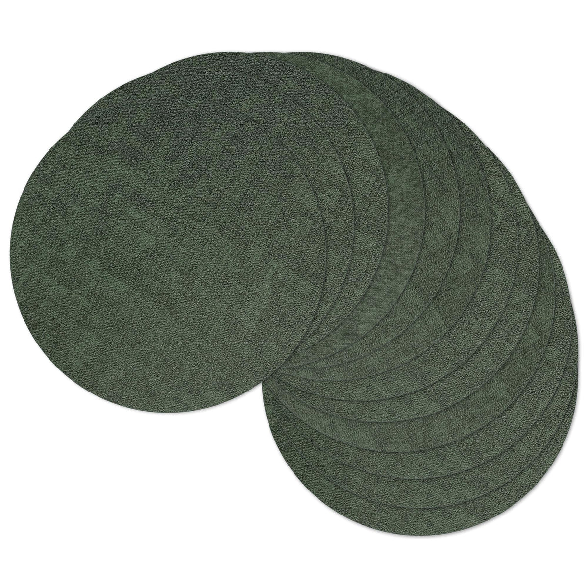13" Round Placemats Set of 6, Reversible Faux Leather Wipeable Table Mats